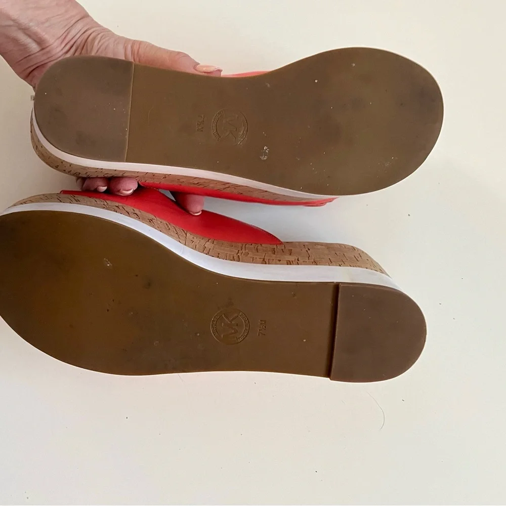 Red Cork Platform Slide Sandals with Buckle Straps